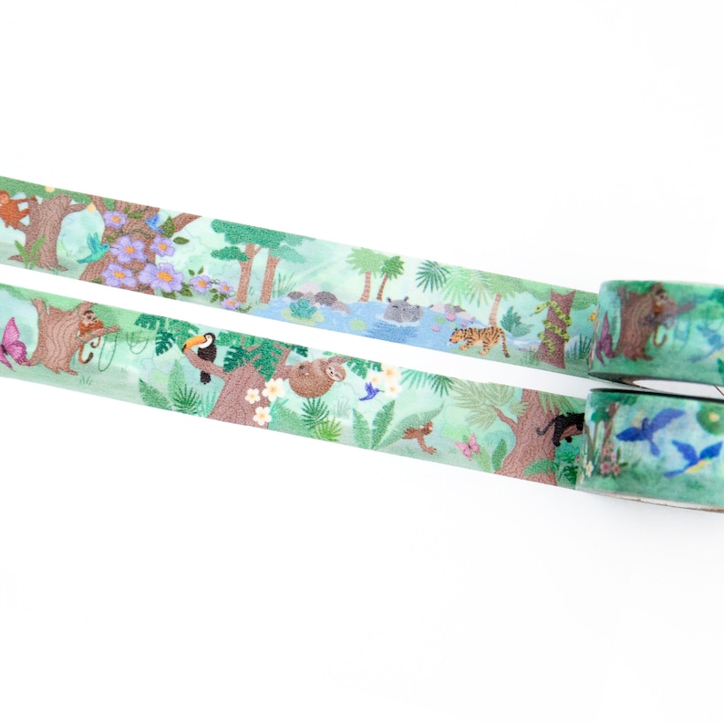 In the Jungle Washi Tape 15mmx10m Endangered Animals in the Etsy