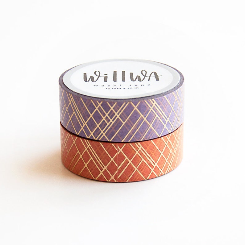 OOPS WASHI Sophisticated Lines Gold Foil and Purple Washi Tape 15mmx10m Unique Washi Gift for Creative Friend Swedish Design by Willwa image 5