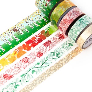 Red Rowan Berry 15 mm x 10 m washi tape Bloemen en natuurpatroon Red Berries masking tape Rowan Tree deco tape Zweeds ontwerp van Willwa afbeelding 9