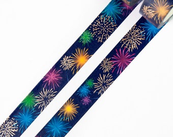 Fireworks 15mm x 10m washi tape with Gold Foil - Colorful & Golden Fireworks in the Winter Night Sky - Celebrate - Swedish Design by Willwa