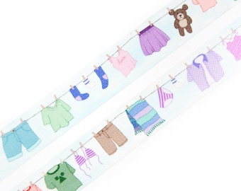 Laundry Line Washi Tape 15mmx10m - Summer Laundry Day - Clothesline in the Sun - Planner Lovers & Washi Addicts - Swedish Design by Willwa