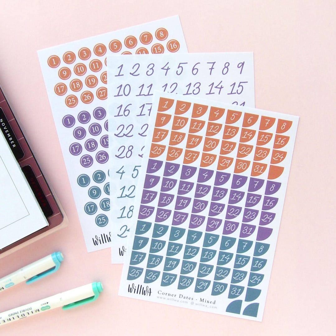 Fall Color Date Stickers - Functional Planner Stickers - Halloween ...