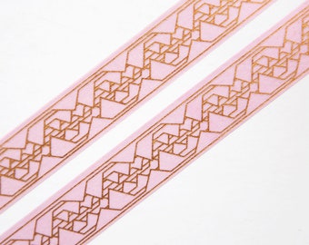 Ruban adhésif en papier washi rose et doré reflets 15 mm x 10 m - Cadeau parfait pour les filles de l'organisation - Élégant masking tape en feuille d'or - Design suédois