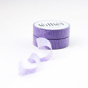 Spider Web washi tape 10mmx10m White Spider Web Threads on a Purple Background Halloween and Fall Collection Swedish Design by Willwa image 6