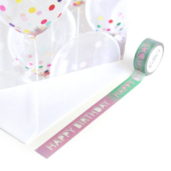 Happy Birthday - Washi tape 15mmx10m - Colorful greetings with cutout letters - Typhography message - Design by Willwa - Swedish  design