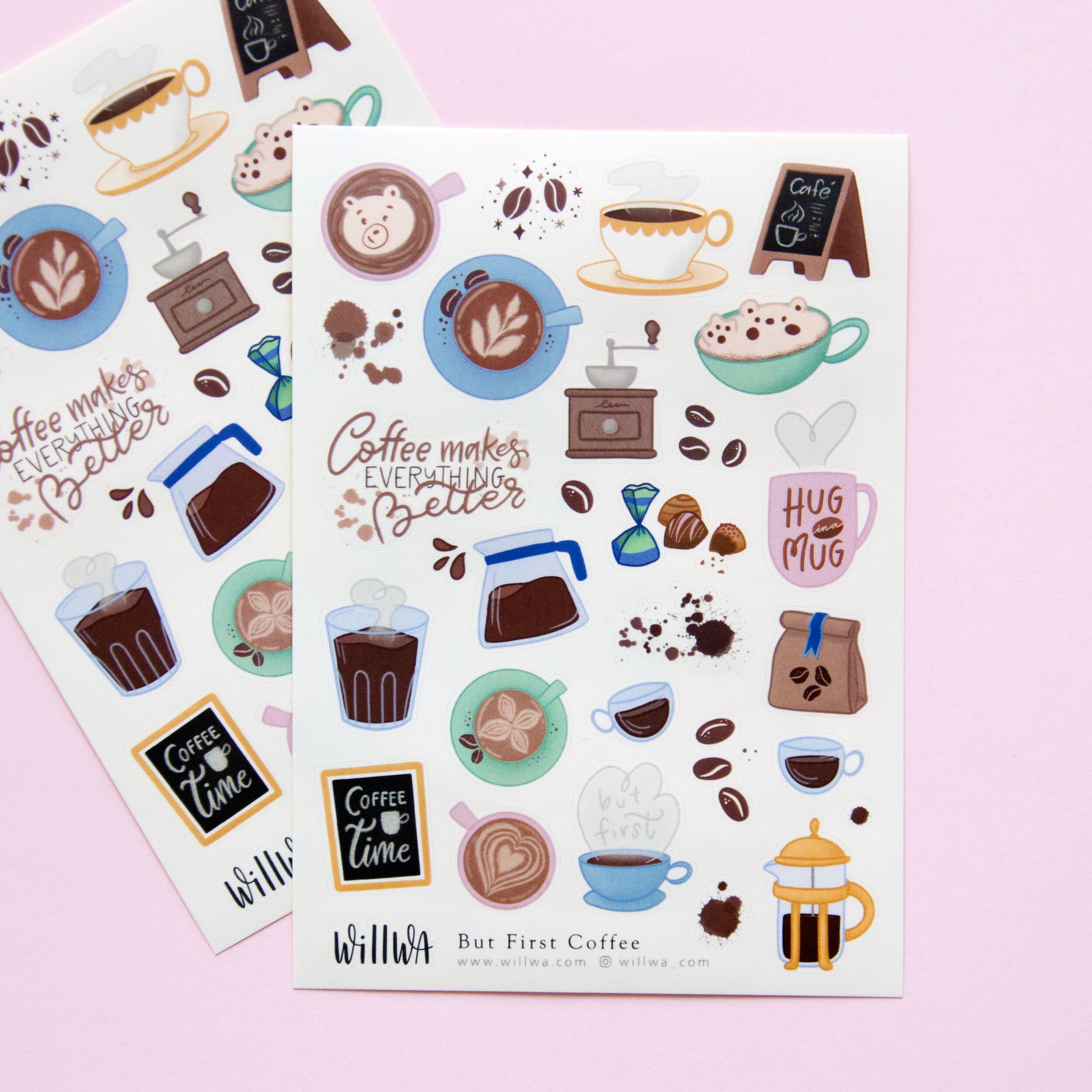 But First Coffee Deco Stickers - Coffee Lover Sticker Sheet - Hand ...