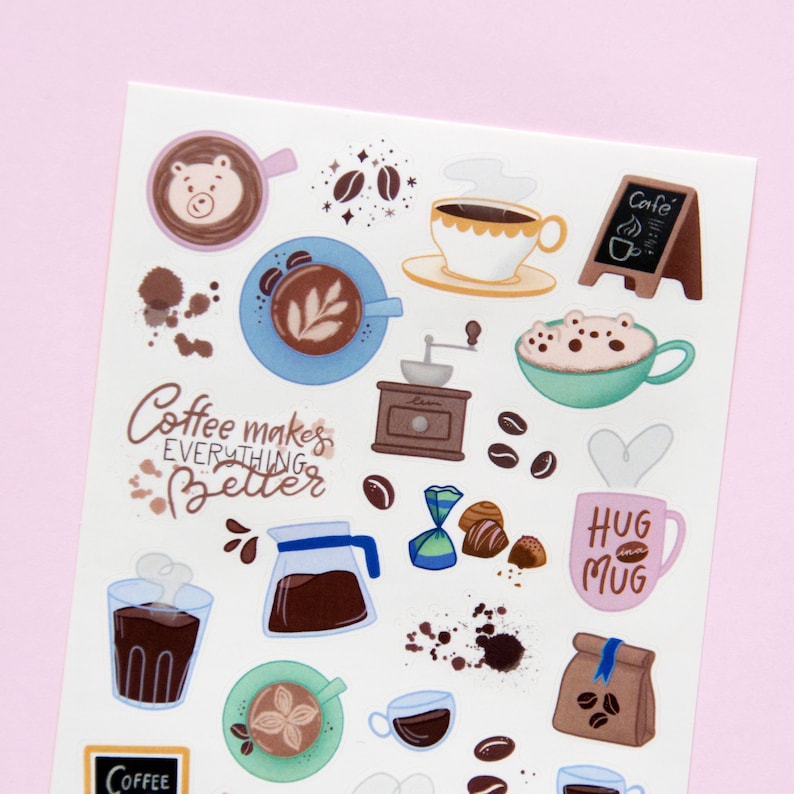 But First Coffee Deco Stickers - Coffee Lover Sticker Sheet - Hand ...