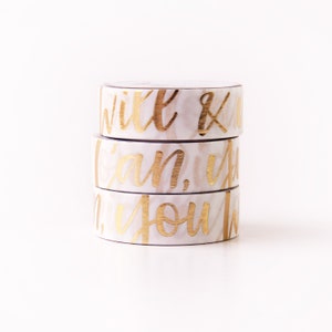 OOPS WASHI You Can You Will & You Did Quote 15 mm x 10 m taśma washi - Złota folia Motywacyjny cytat - Brushlettering - Szwedzki projekt Willwa