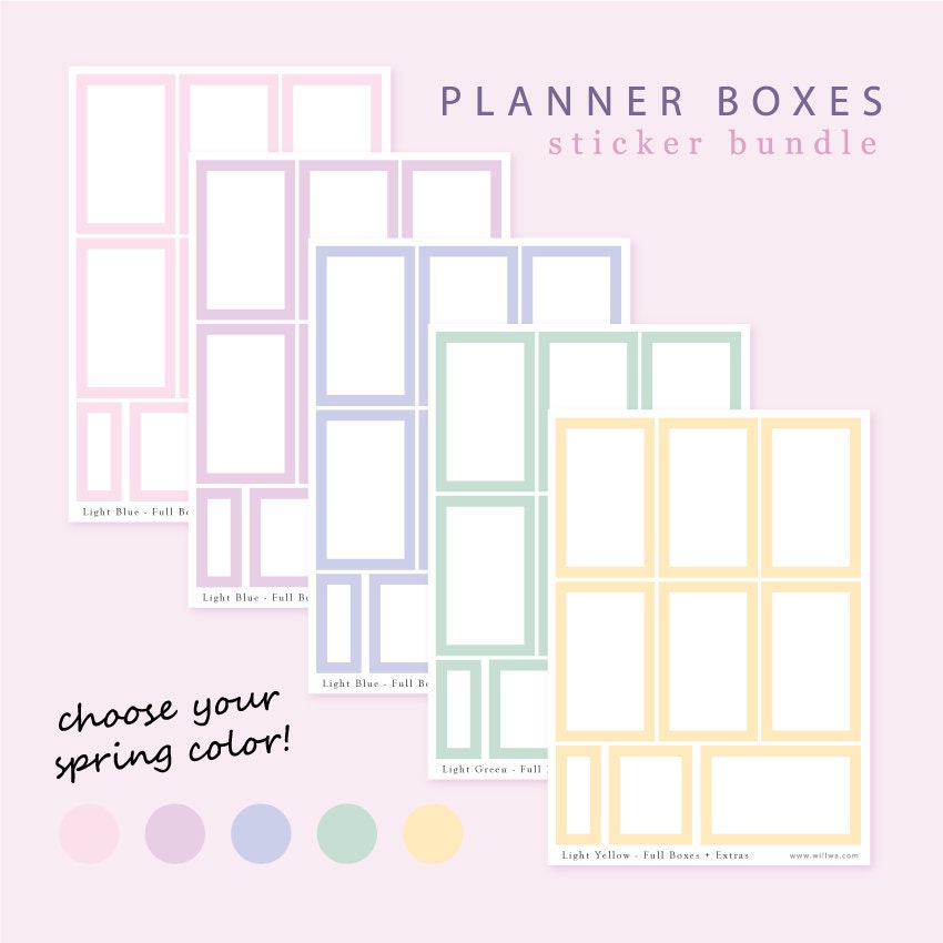 Pastel Box Sticker Bundle - Functional Planner Stickers - Full Half ...