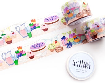 Celebration Washi Tape - Swedish Fika - A Happy Party Scene with Cake Cupcakes Gifts and a Hip Hip Hooray Banner - Swedish Design by Willwa