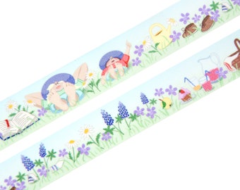 Resting in the Grass Washi Tape 15mmx10m - Picnic in the Meadow - Sunny Day on Staycation - Summer Masking Tape - Swedish Design by Willwa