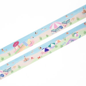 Cinta washi To the Beach 15 mm x 10 m - Un día en la playa - Cinta washi de verano con escena de playa - Diseño sueco de Willwa