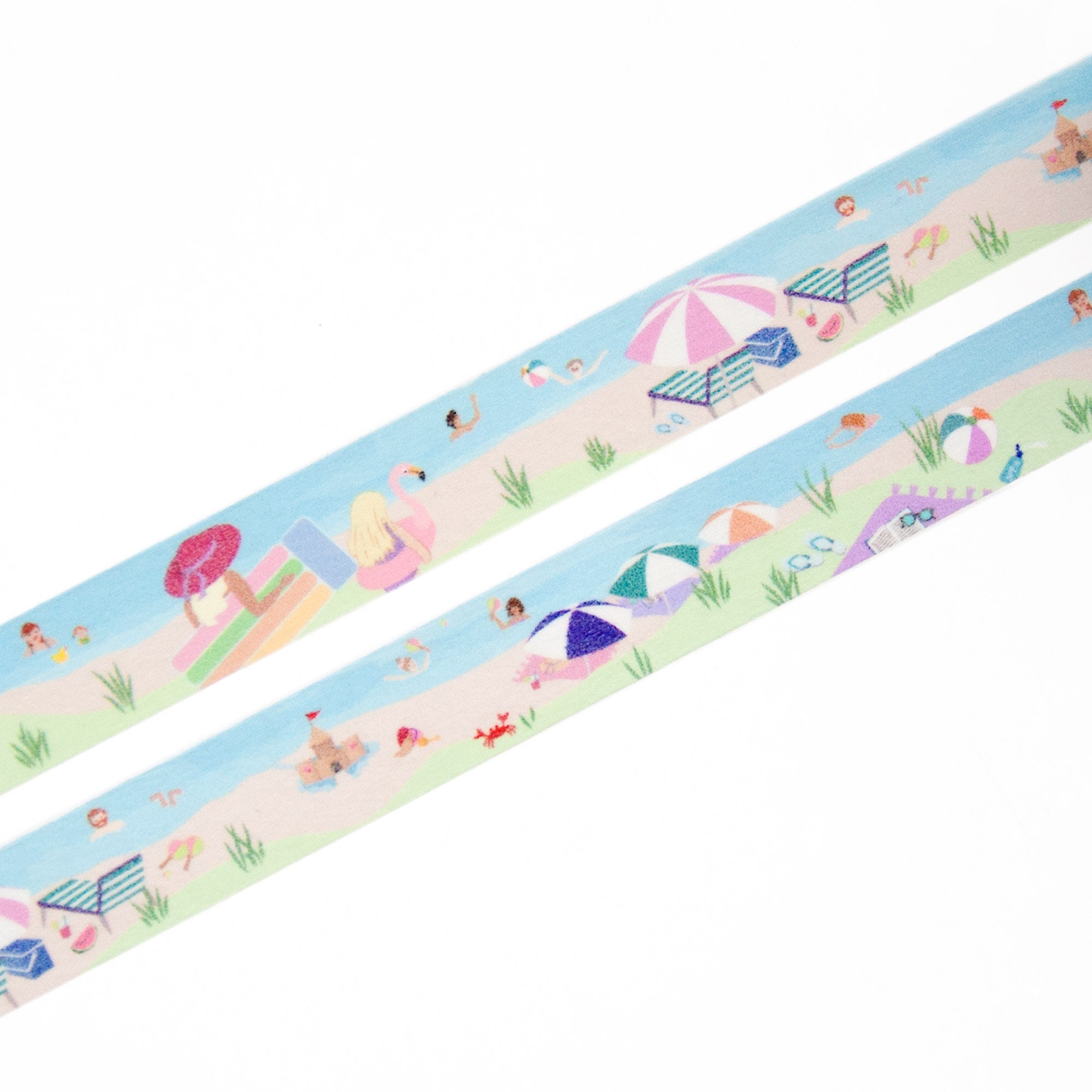 To the Beach Washi Tape 15mm X 10m A Day at the Beach Summer Washi Tape  With a Scene of the Beach Swedish Design by Willwa 