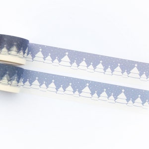 Snowy Winter Forest 30mm x 10m Washi Tape - Christmas Trees - Holiday washi tape with Fir-trees and Falling Snow - Swedish Design Willwa
