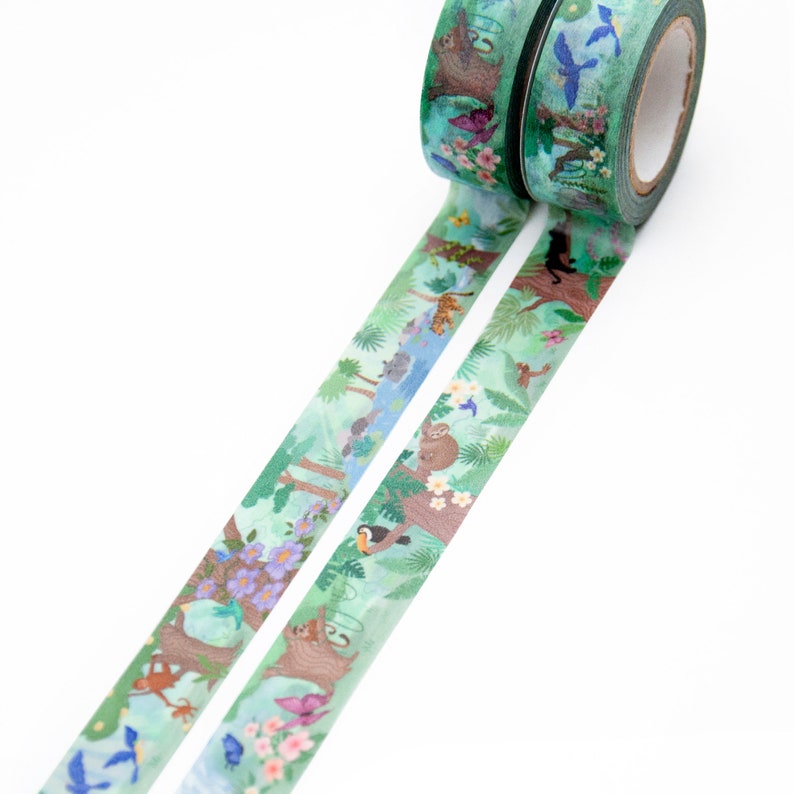 In the Jungle Washi Tape 15mmx10m Endangered Animals in the Etsy