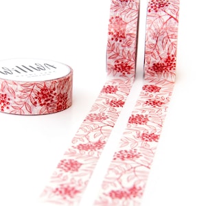 Red Rowan Berry 15mm x 10m washi tape Floral & Nature Pattern Red Berries masking tape Rowan Tree deco tape Swedish Design by Willwa image 4