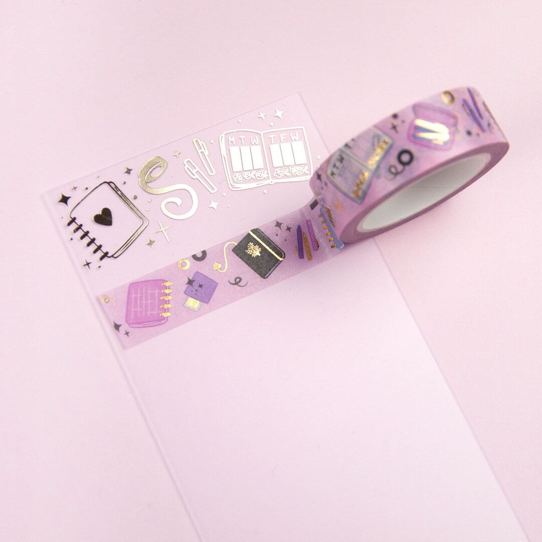 Washi Card With Gold Foil Stationery Print Washi Tape Sample Card Cute Pattern of Planners and ...