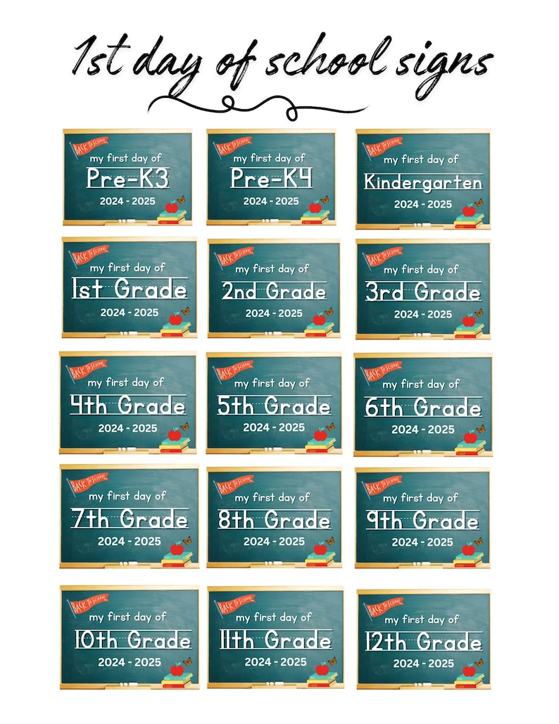 First Day of School Printable Sign Pre-k4 - Etsy