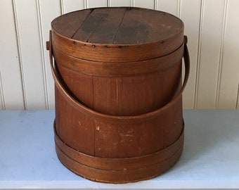 Antique Wooden Sugar Bucket - 12” Tall 1800’s