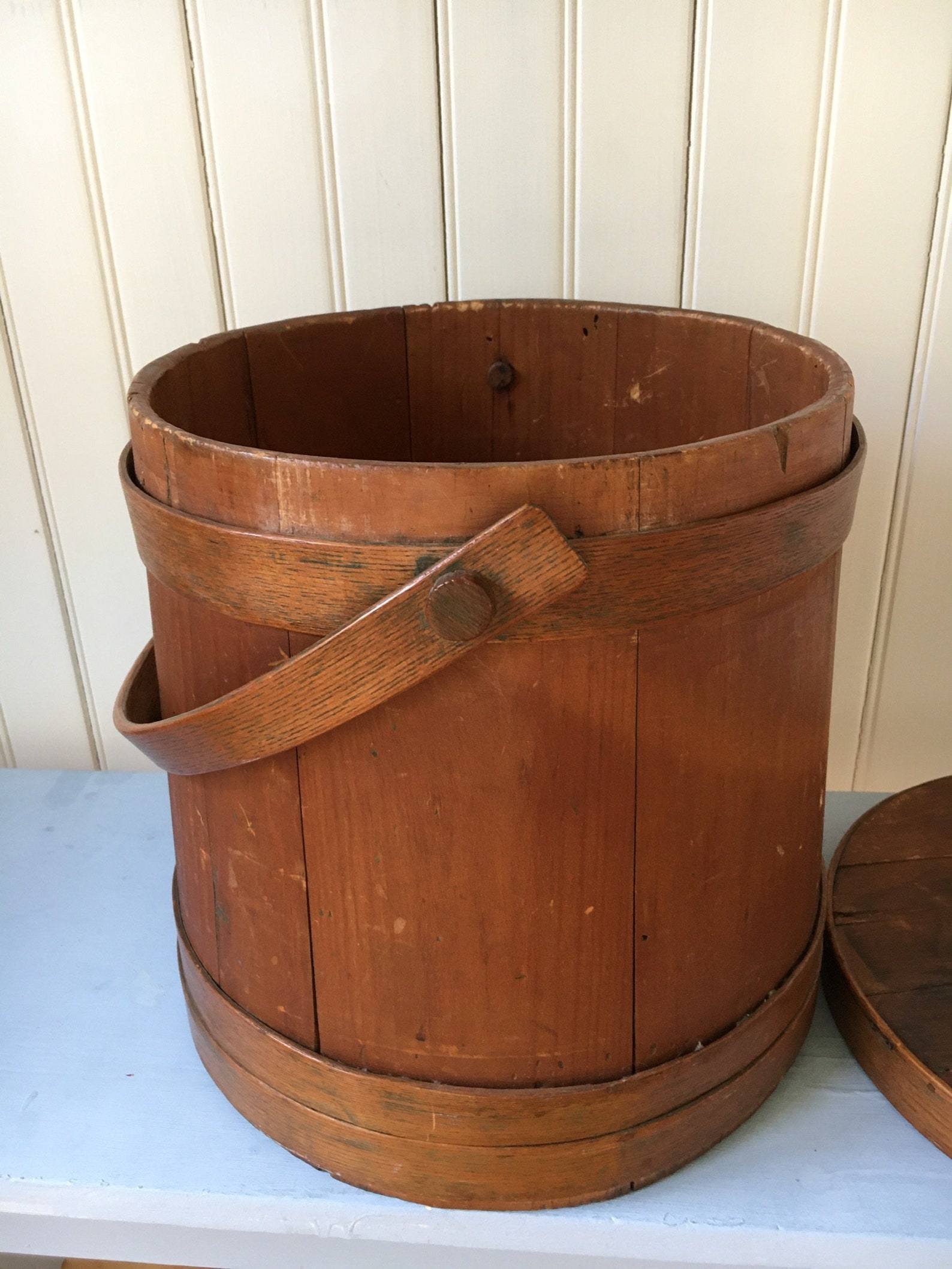 Antique Wooden Sugar Bucket 12 Tall 1800s Etsy