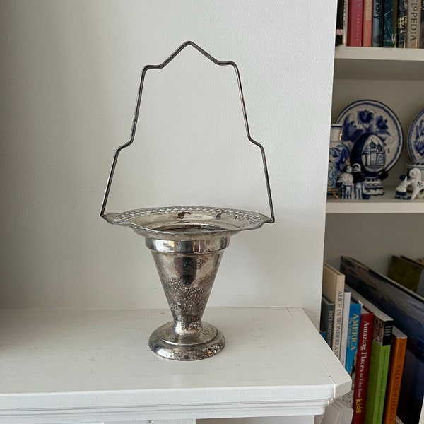 Silver Plated Flower Basket Vase