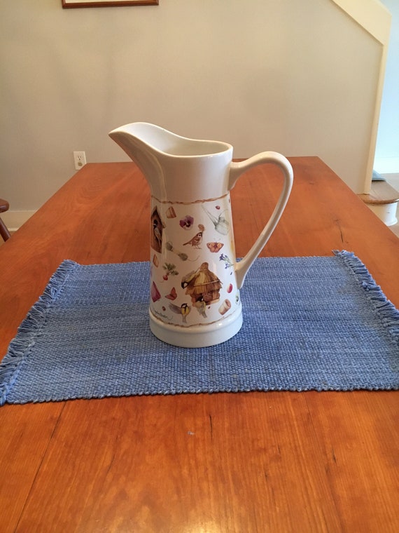 Tall Ceramic Pitcher nature Sketchbook M. Bastin Etsy