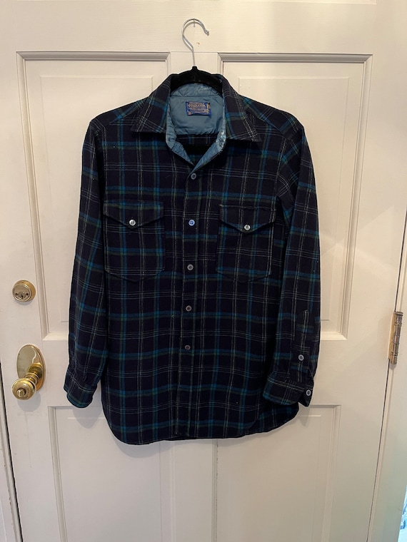 Vtg. Pendleton Plaid Shirt - Blue Wool