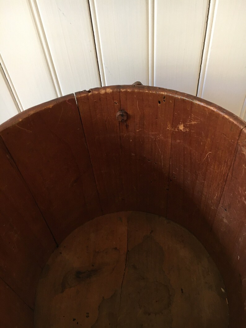 Antique Wooden Sugar Bucket 12 Tall 1800s Etsy