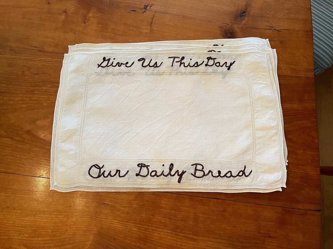 Lords Prayer Linen Placemats Hand Embroidered - Etsy
