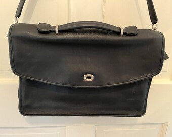 バッグ Coach Vintage Attache Case Black Vintage COACH Diplomat Attache Black Leather Briefcase