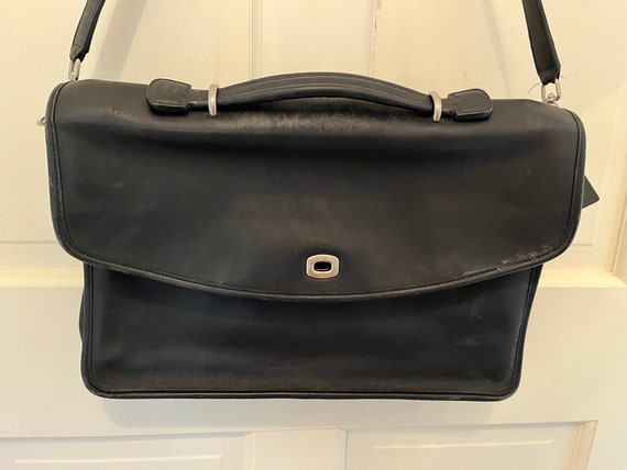 バッグ Coach Vintage Attache Case Black Vtg. Coach Black Leather Attaché - Etsy