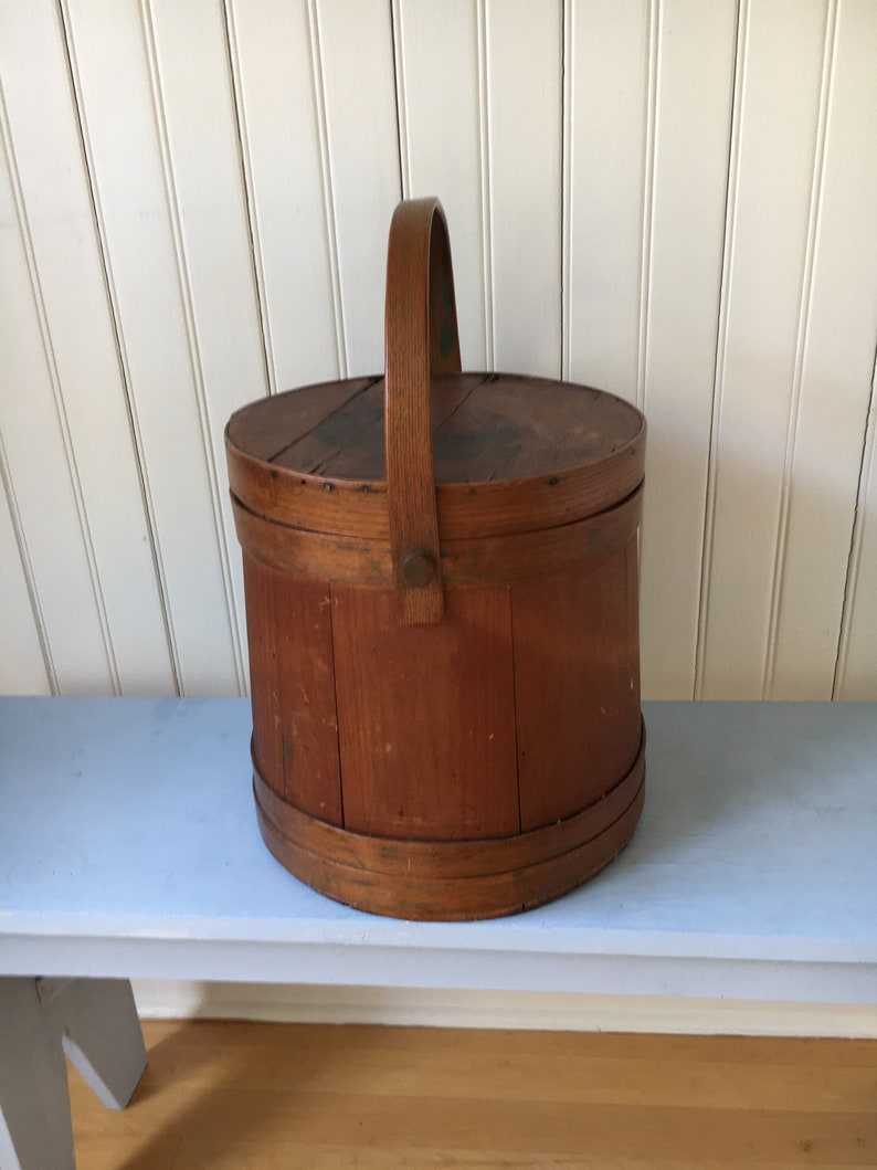 Antique Wooden Sugar Bucket 12 Tall 1800s Etsy