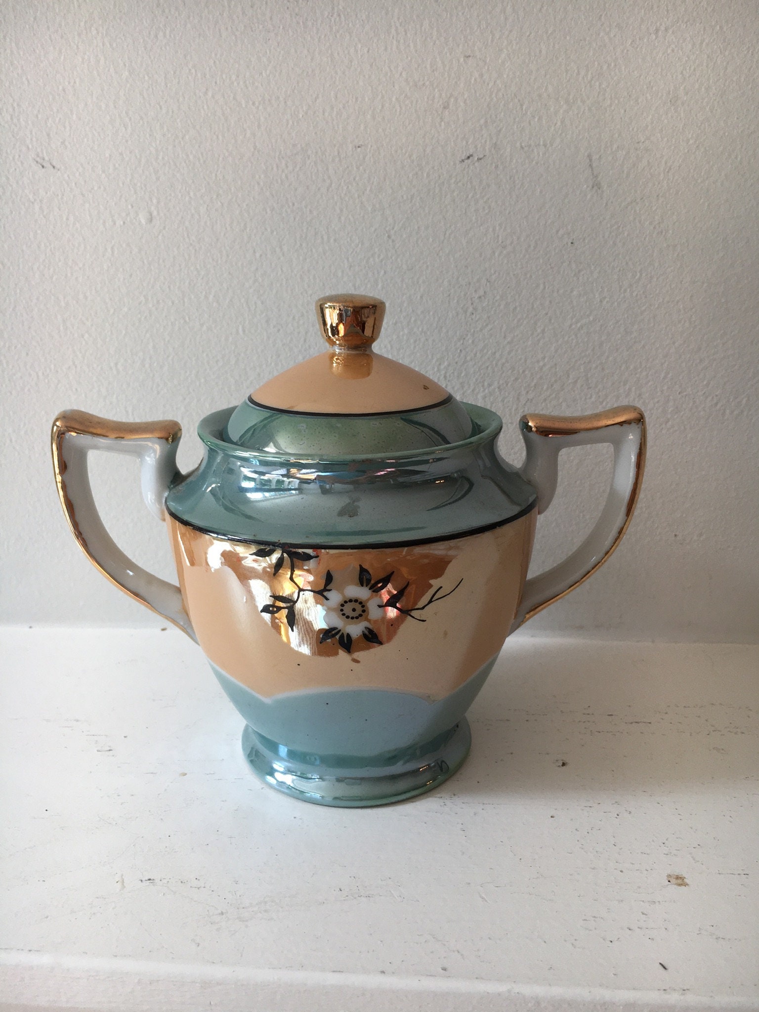 Vintage Lusterware Teapot and Sugar Bowl made in Japan Etsy