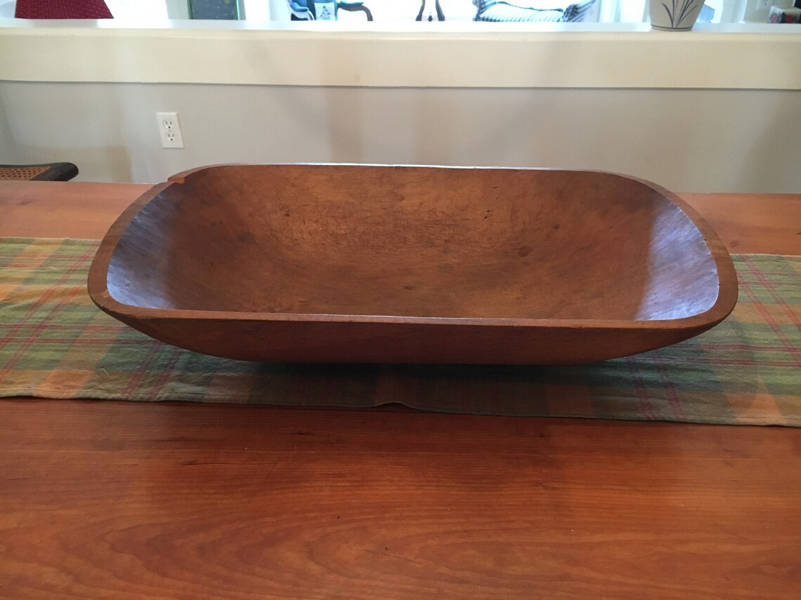 Primitive Lg. Wooden Oval Dough Bowl 1800s Etsy