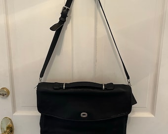 Vintage 80s Coach Black Leather Light Tote | 4065 | Made in