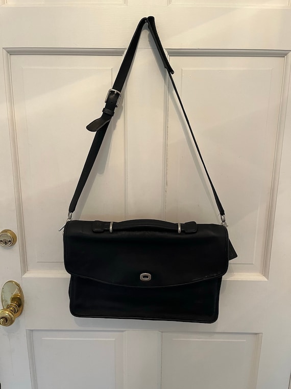 バッグ Coach Vintage Attache Case Black Vintage COACH Diplomat Attache Black Leather Briefcase