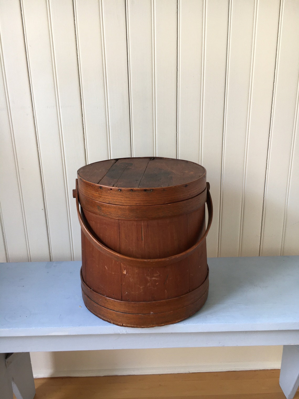 Antique Wooden Sugar Bucket 12 Tall 1800s Etsy