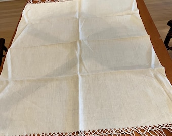 Big Linen Dresser Scarf with Fringe