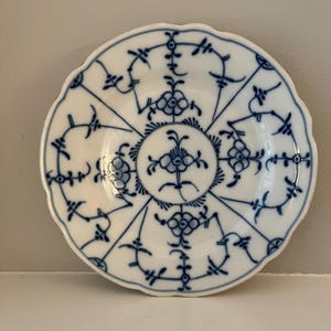 Atq. Blue White Plate Tettau Germany 7.5”