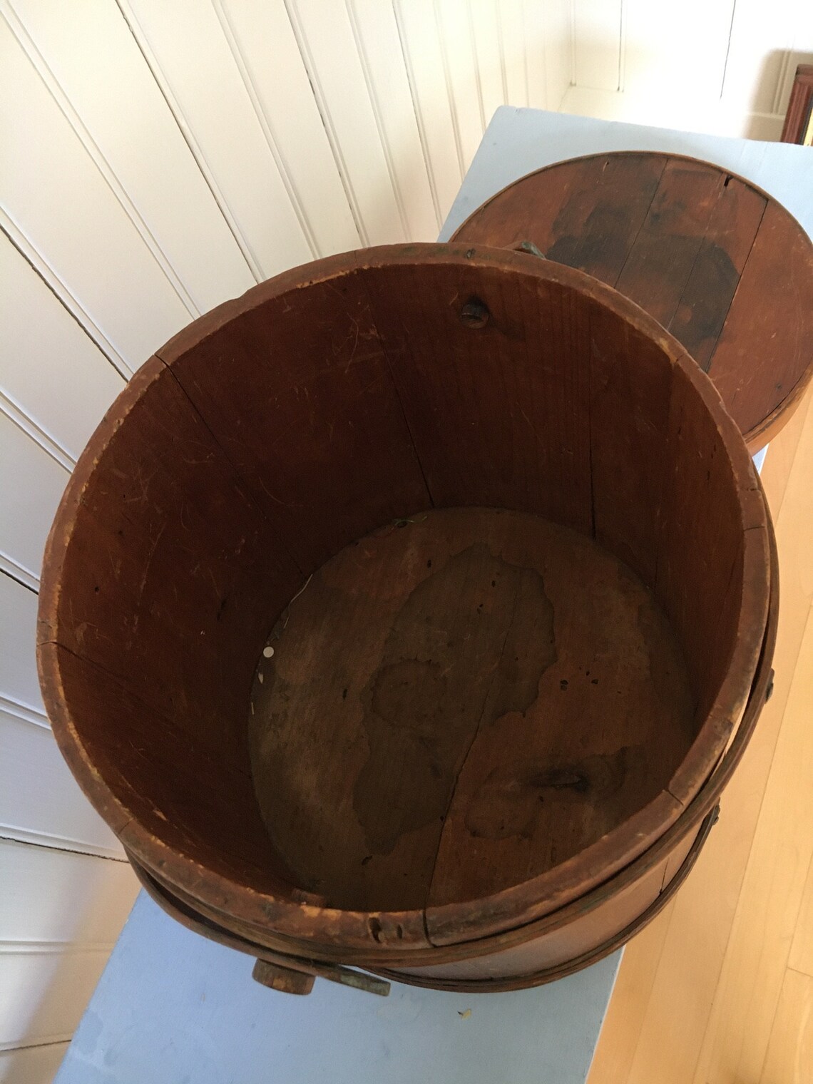 Antique Wooden Sugar Bucket 12 Tall 1800s Etsy