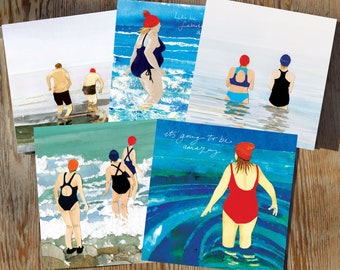 wild swimming cards (pack of 5) - sea swimming, swim, cold water, chill swimming,