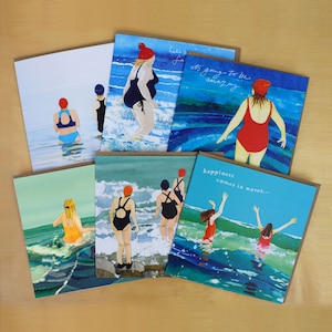 Tarjetas de felicitación "Natación salvaje": Regalo para amantes del mar (juego de 6)