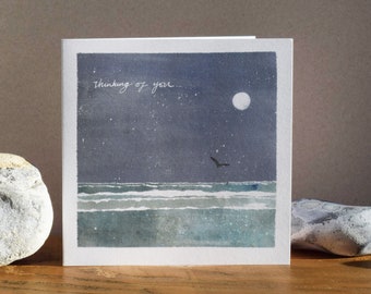 Sympathy  Card / Thinking of You Card (moonlit sea)