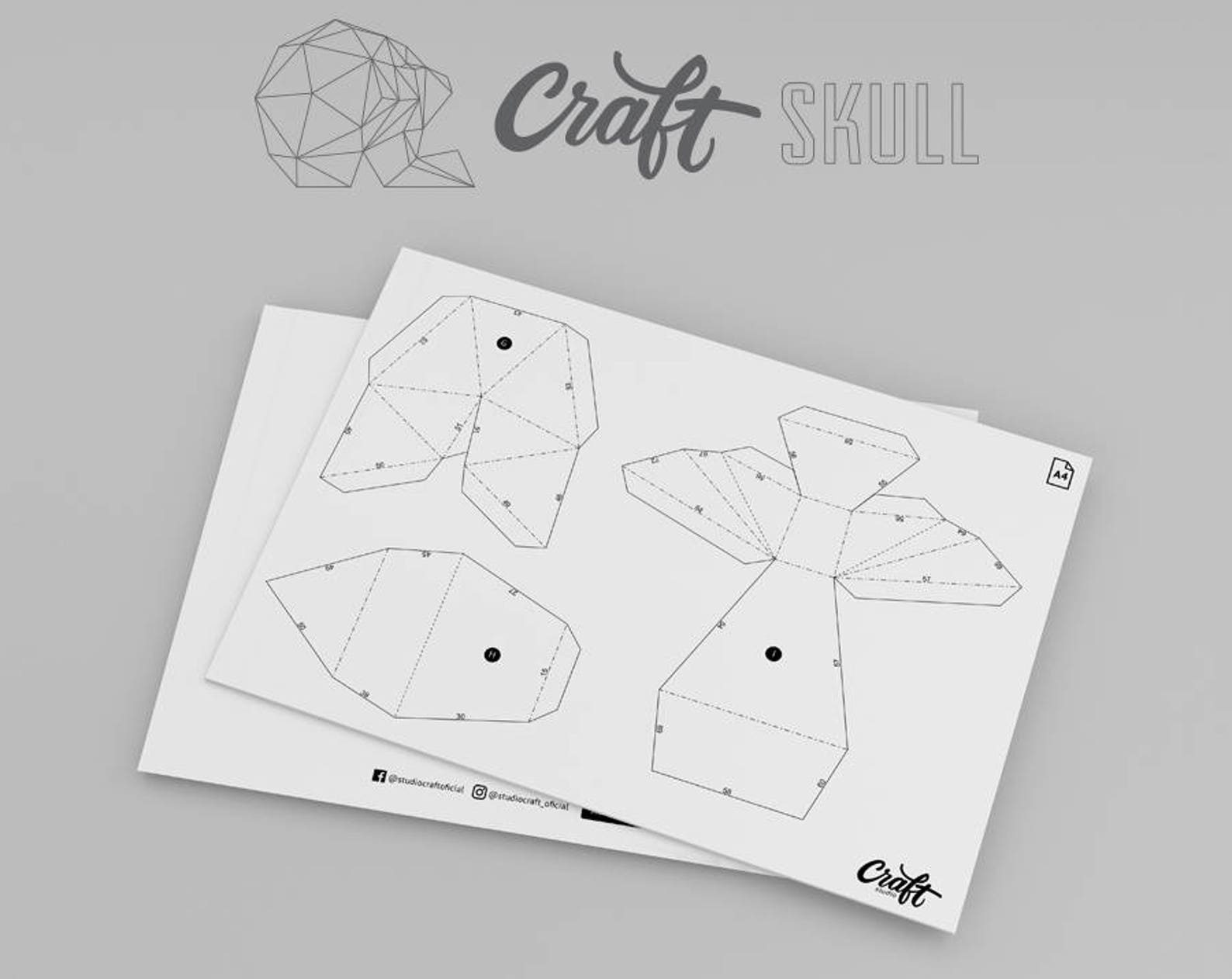 Craft Skull • DIY Papercraft Skull • Template PDF • 3D Origami • DIY ...