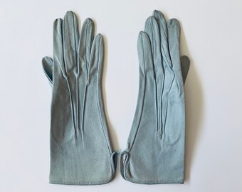 pale blue leather gloves