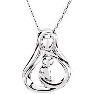 Sterling Silver Embraced by the Heart™ Mother and Child/Children Pendant and Necklace Gift Set
