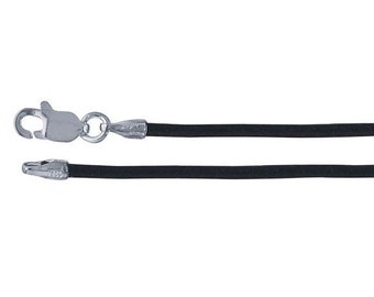 Leren ketting met koord van 1,5 mm, sterlingzilveren sluiting, kies je lengte en kleur.