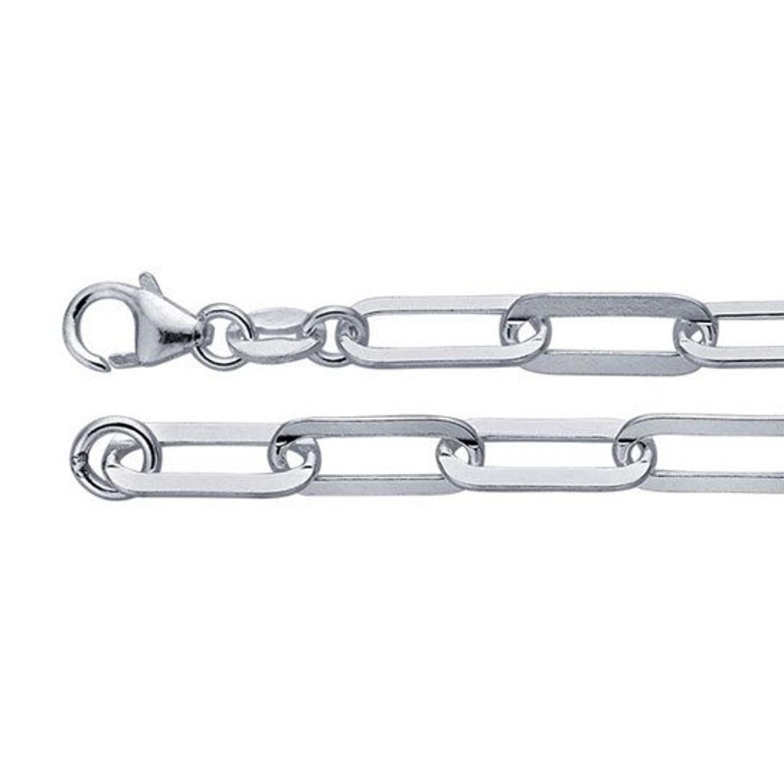 Sterling Silver 4.6mm Flat Elongated Oval Cable Chain, by the foot or choose your length image 1