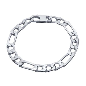 Sterling silver 8.6mm figaro chain bracelet, 9inch