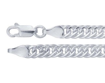 Sterling Silver 5mm Double-Curb Chain, choose 20mm, 22mm, or 24mm